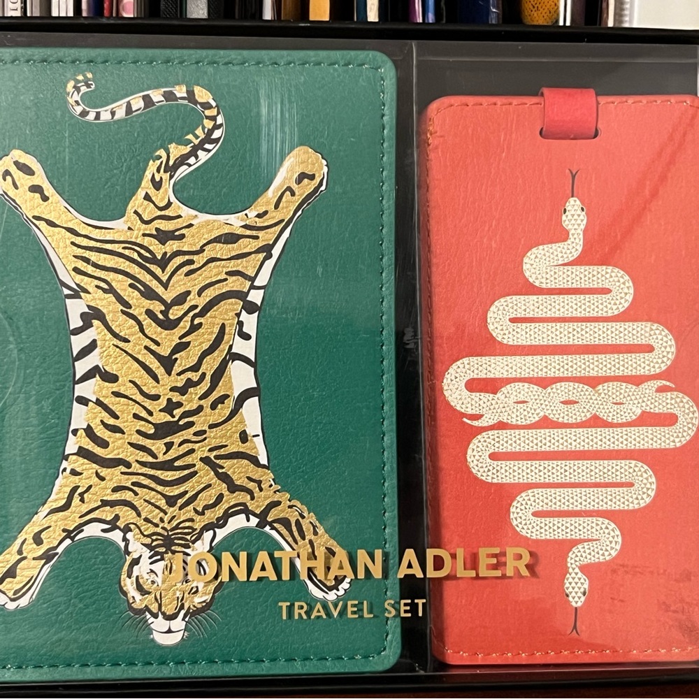 Jonathan Adler Travel Set Snake Luggage Tag Tiger Passport Cover NIB